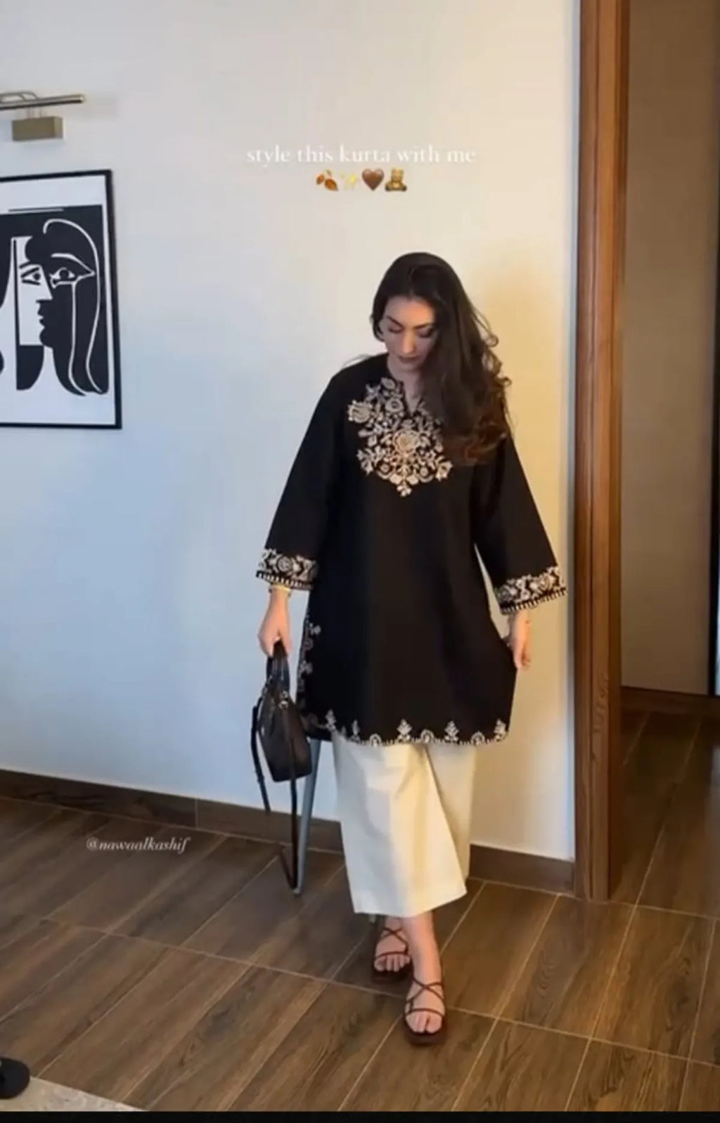 Beige & Black Printed Cotton Kurta Pant Set with Dupatta | Stylish Women's Ethnic Suit Set