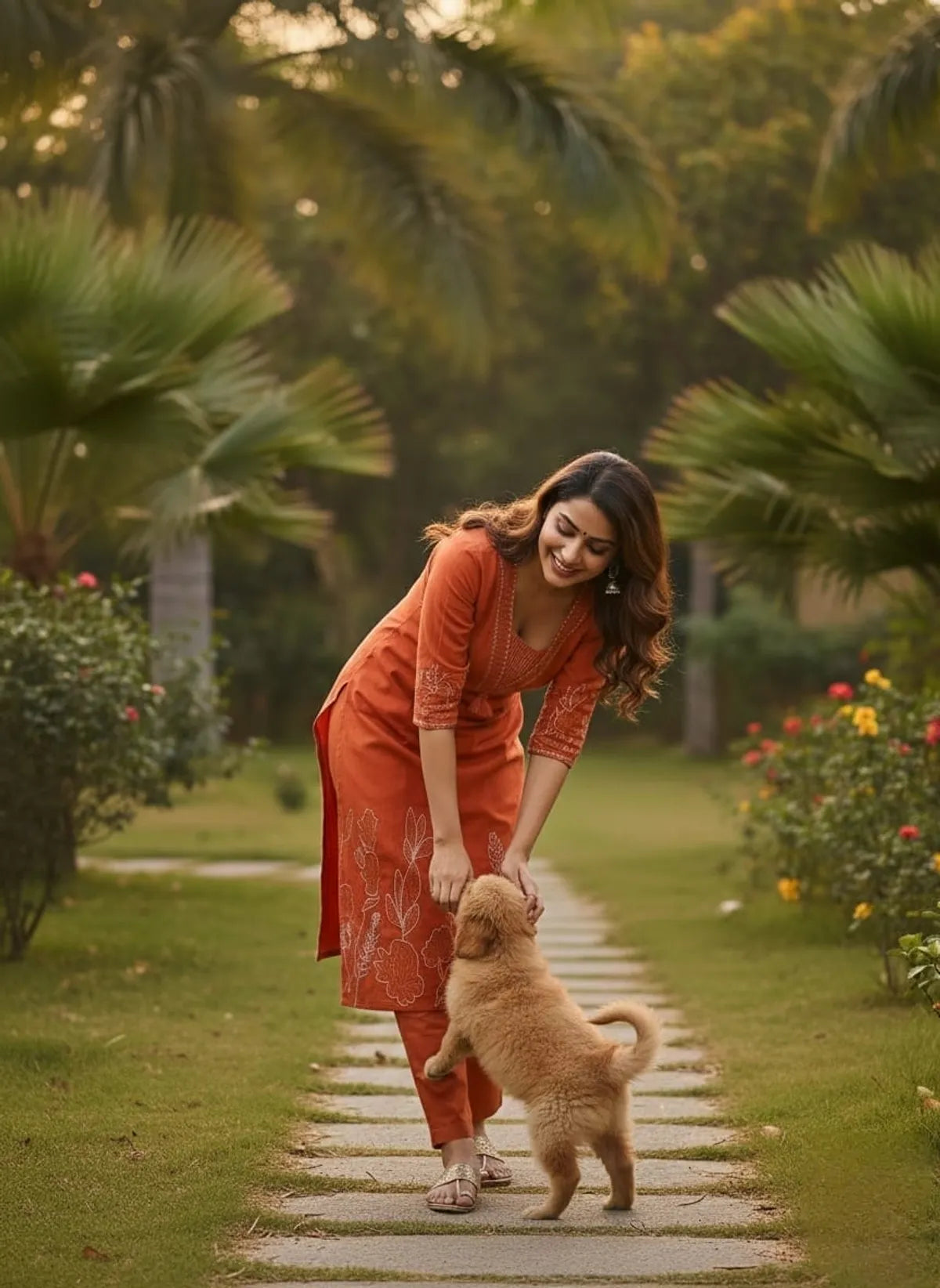 Elegant Rust Orange Embroidered Kurta Pant & Dupatta Set for Women | Traditional Ethnic Wear