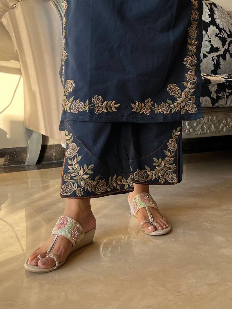 Midnight Noir Embroidered Kurta Set with Dupatta
