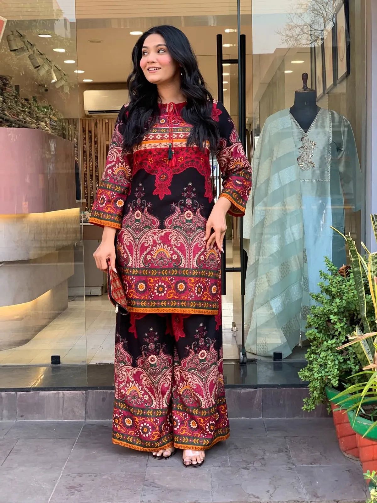 Ruby Noir Paisley Printed Co-Ord Set