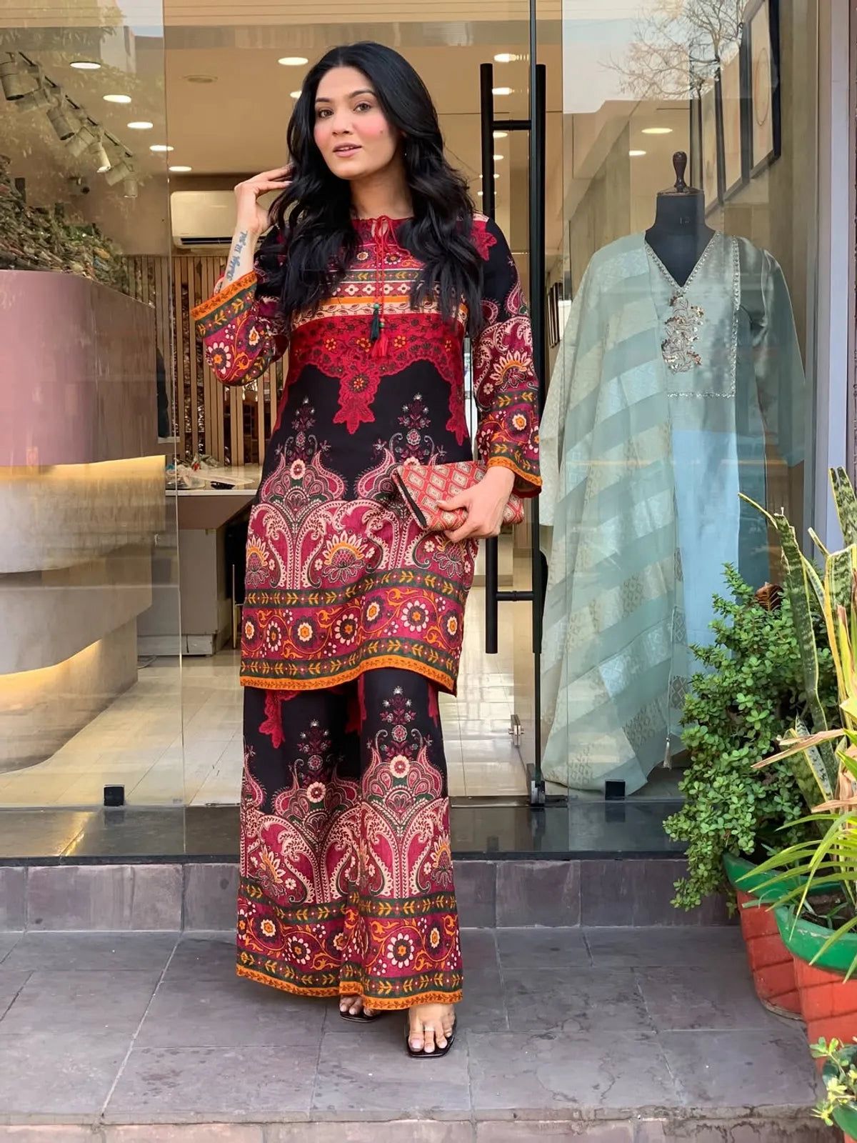 Ruby Noir Paisley Printed Co-Ord Set