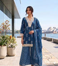 Royal Indigo Handblock Print Kurta Palazzo Set with Dupatta