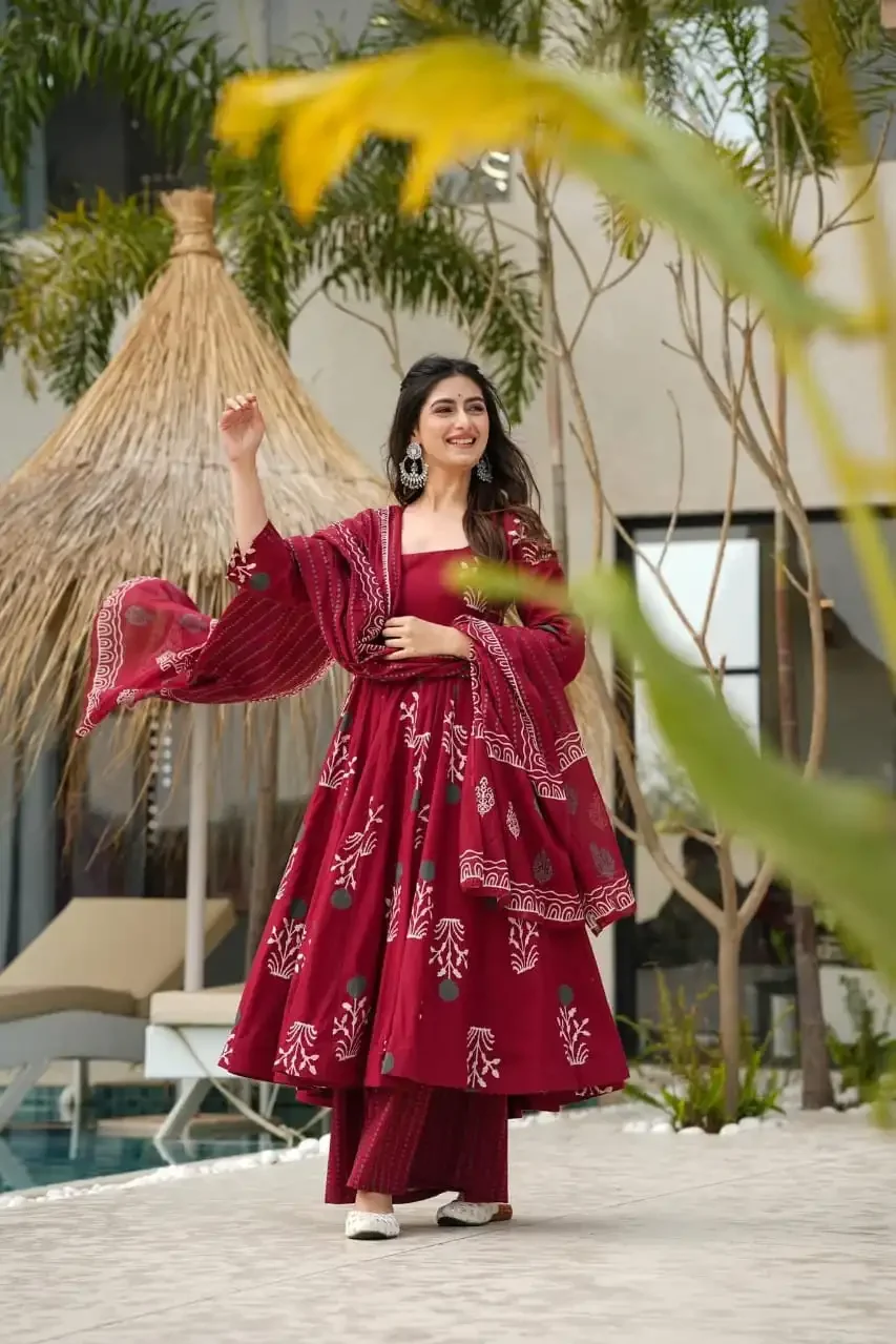 Second image of Maroon Ethnic Anarkali Suit