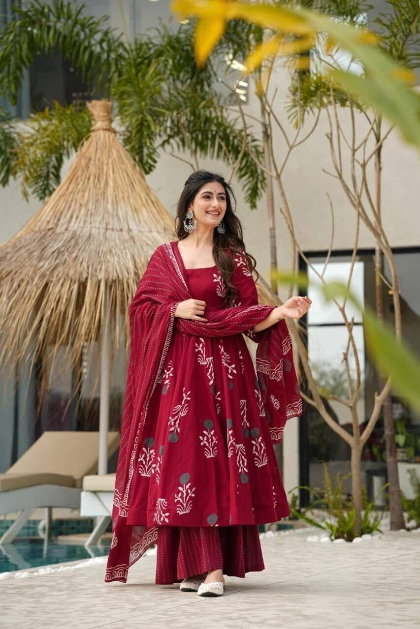 Maroon Ethnic Anarkali Suit