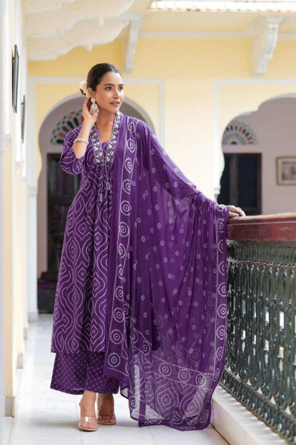 Royal Purple Bandhani Suit Set