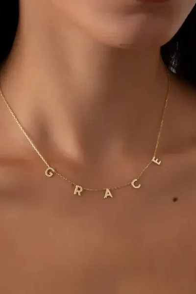 Custom Name Letter Necklace – Elegant Gold-Plated Personalized Jewelry