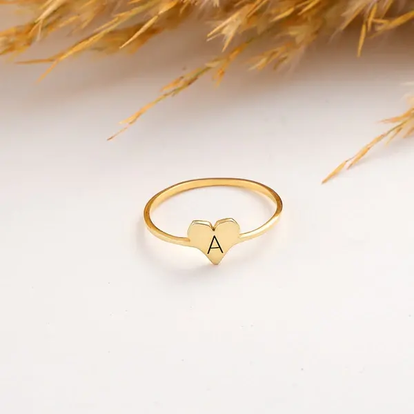 Second image of Personalized Heart Initial Ring – Elegant & Minimalist