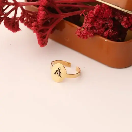 Second image of Elegant Gold Initial Signet Ring – Timeless Personalized Jewelry