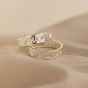 Personalized Roman Numeral & Name Cut-Out Rings – Elegant Custom Jewelry