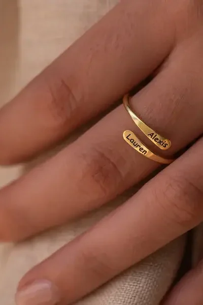 Personalized Name Engraved Adjustable Ring – Elegant & Meaningful Jewelry