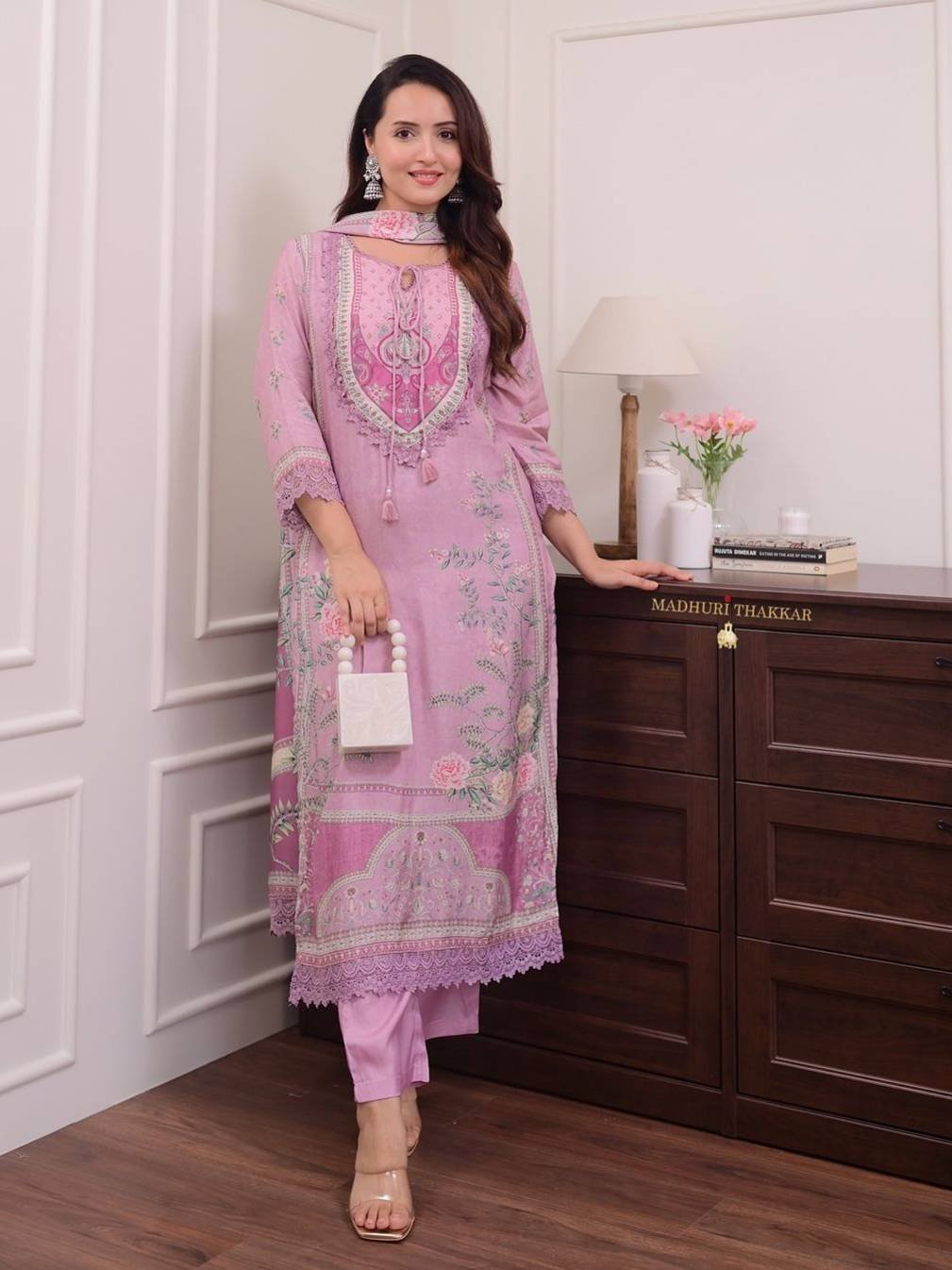 Second image of Lavender Blossom Printed Suit Set