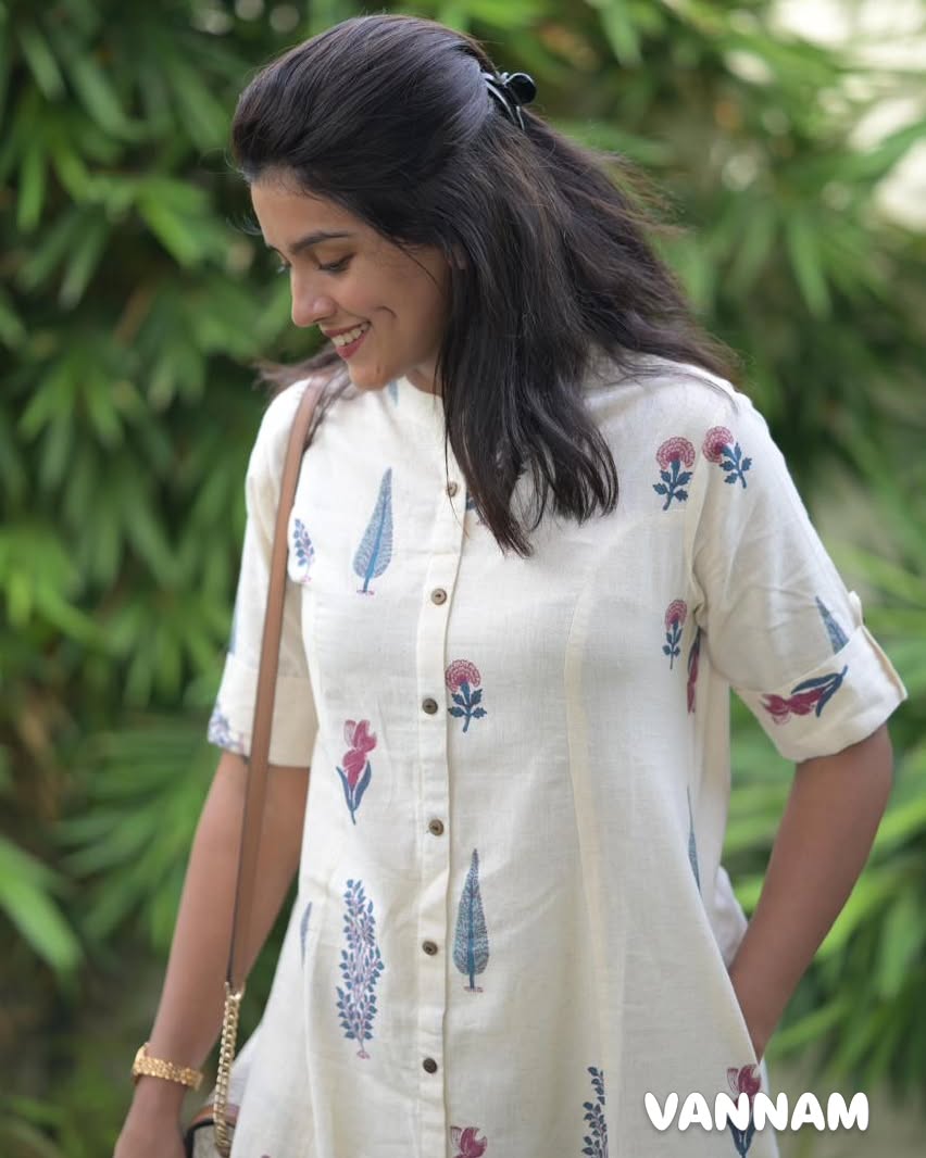 Second image of Ivory Printed Co-ord Set with Botanical Motifs