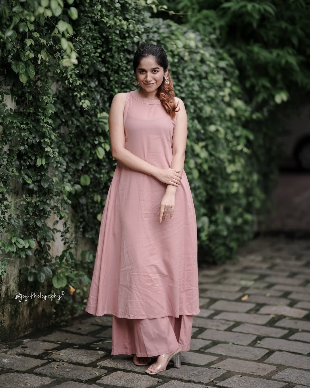 Blush Pink Sleeveless Cotton Kurta Set