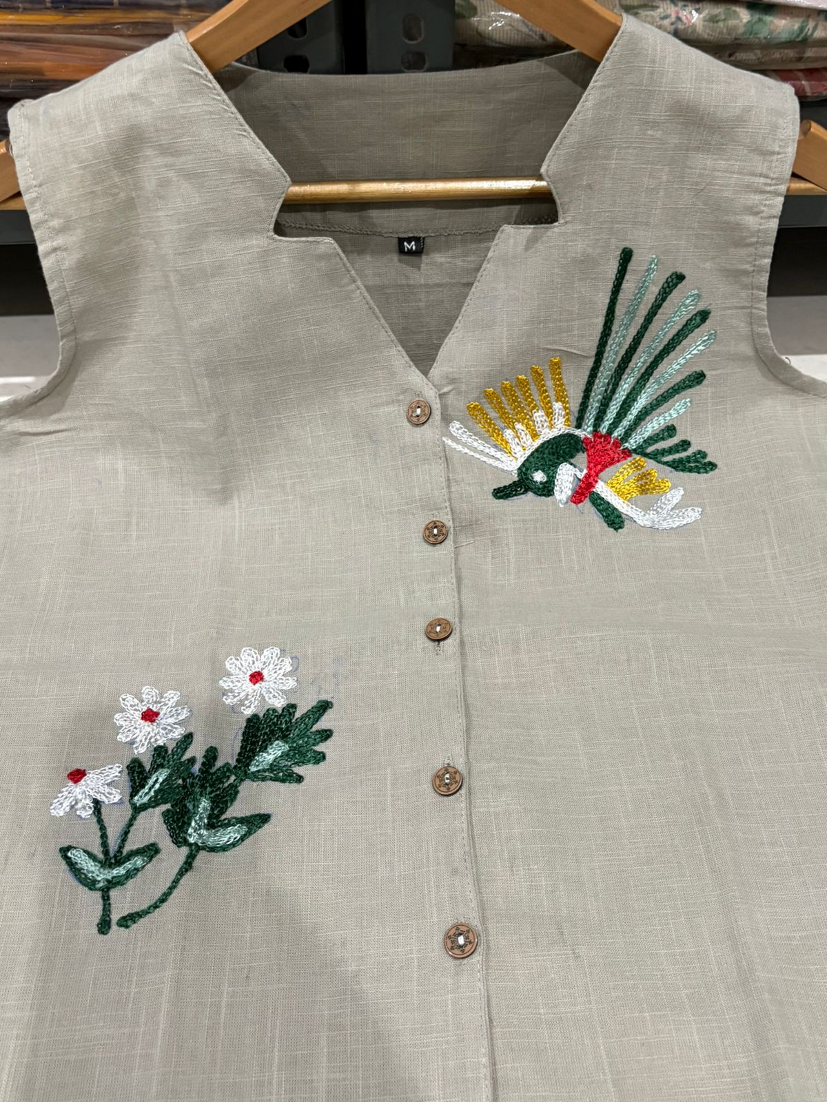 Second image of Chic Beige Co-ord Set with Nature-Inspired Embroidery